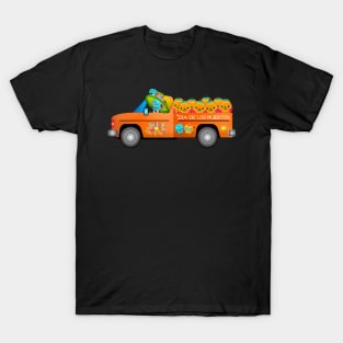 Halloween Pumpkin & Skeleton Truck T-Shirt